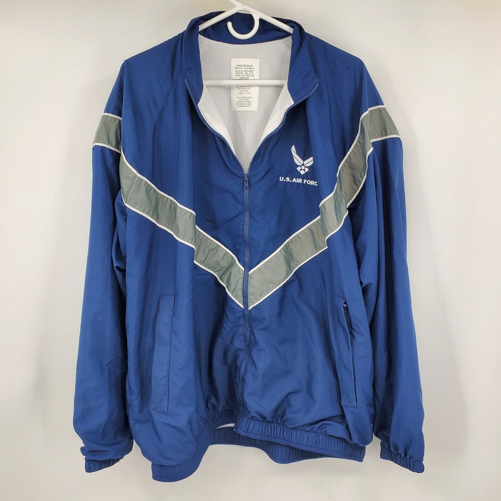 US Air Force PTU Windbreaker Jacket Blue Reflective Large Regular Military PT